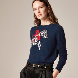 J.Crew Cashmere classic-fit crewneck sweater in zebra intarsia CO586
